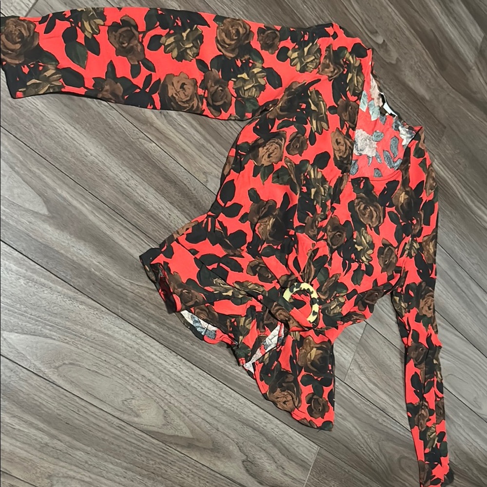 Floral Wrap Blouse